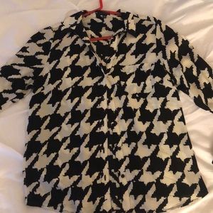 Black and White Button Up Blouse
